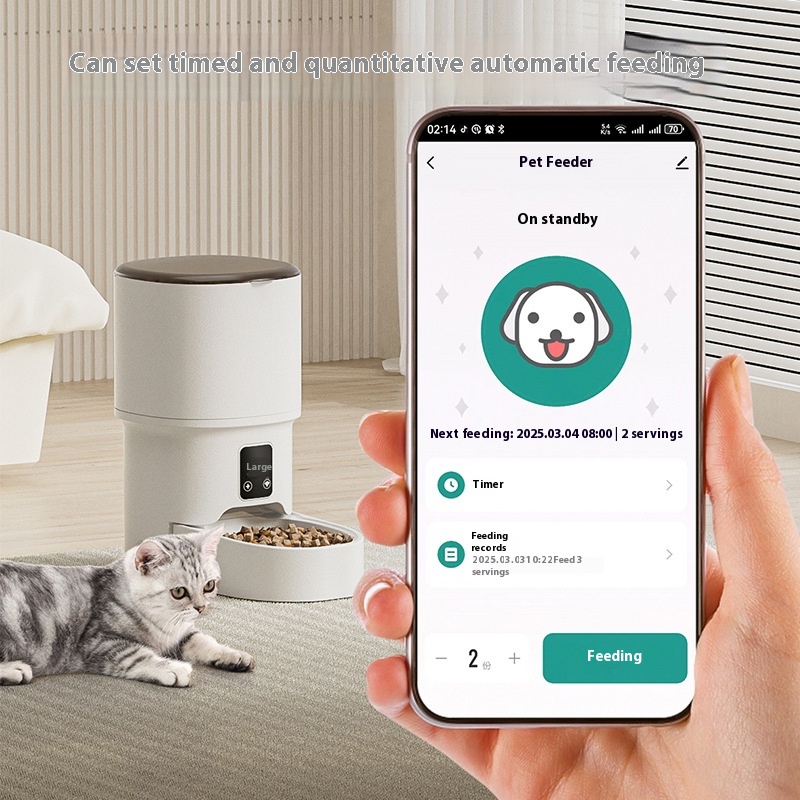 Scheduling feedings for a cat from the SmartBowl phone app